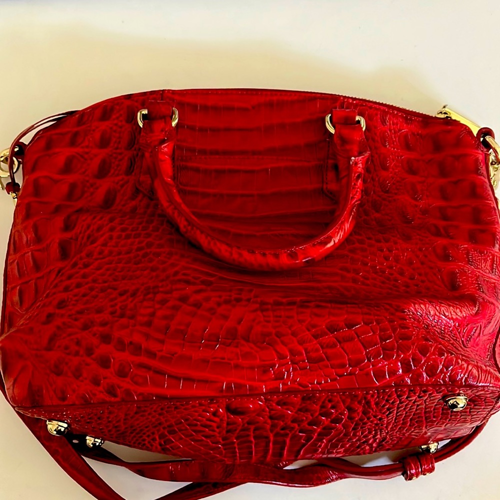 Red Leather Snakeskin Brahmin Bag